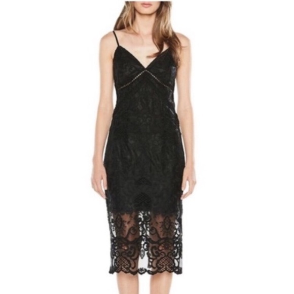 Bardot Lola Black Lace Sleeveless Midi Dress Large - Picture 2 of 8